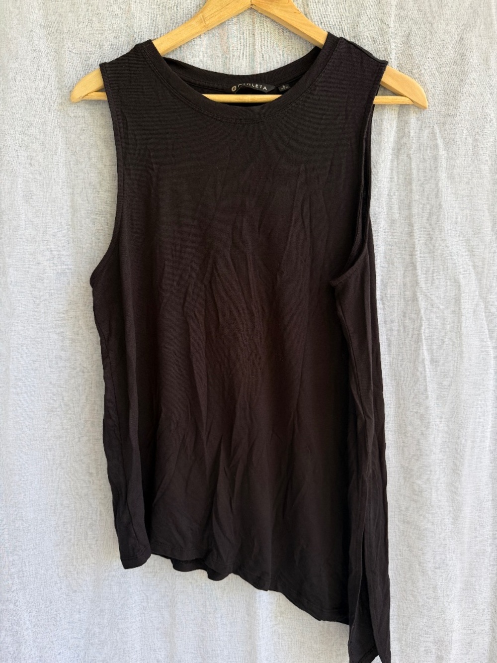 Athleta Black Asymmetrical Sleeveless Tank Top | L | Athleisure Minimalist Activ